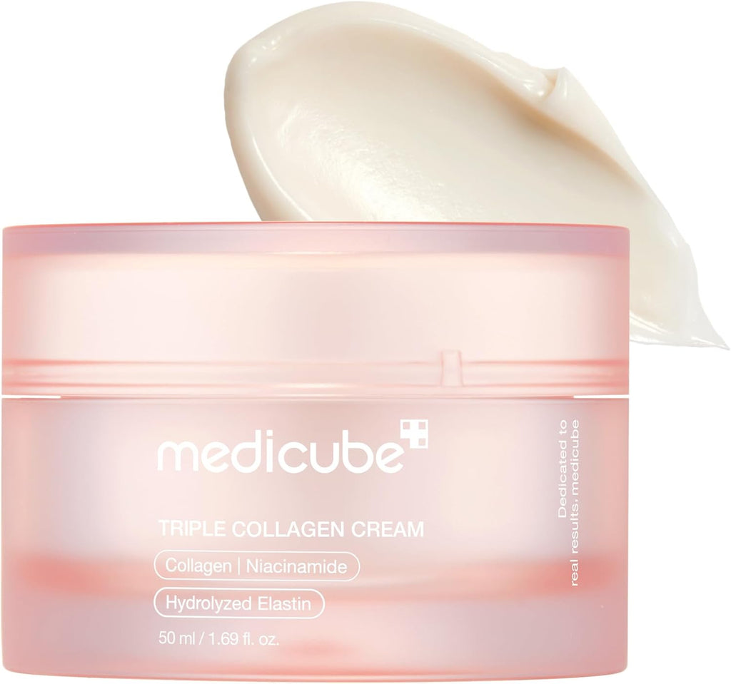 medicube Triple Collagen Cream Hydrating & Firming Moisturiser With Hyaluronic Acid, Premium Elastin, Shea Butter Wrinkle Care