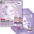 L'Oreal Paris Glass Skin Korean Face Mask 4 Pcs, Revitalift Filler Hydrogel Glow Mask, Korean Inspired Skincare, Visibly Transform Skin, Dewy