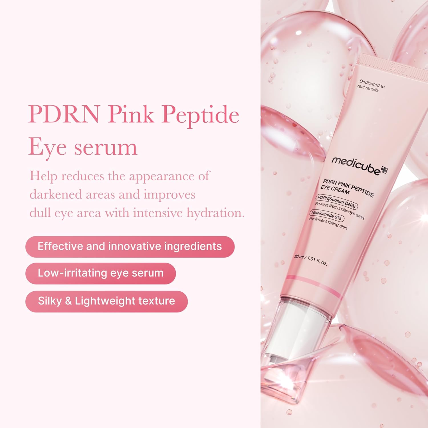 medicube Eye Cream with Salmon DNA PDRN & Pink Peptides | 99% Purity Retinol for Fine Lines | PDRN & Niacinamide Eye Serum for Uneven Skin Tone