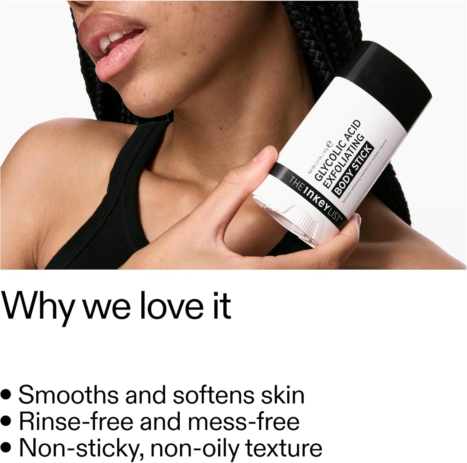 The INKEY List Glycolic Acid Exfoliating Body Stick 45g, Multiple Concerns, One Targeted Solution, Delivers Deep, Effective Exfoliation, Fragrance Free, Suitable For All Skin Types