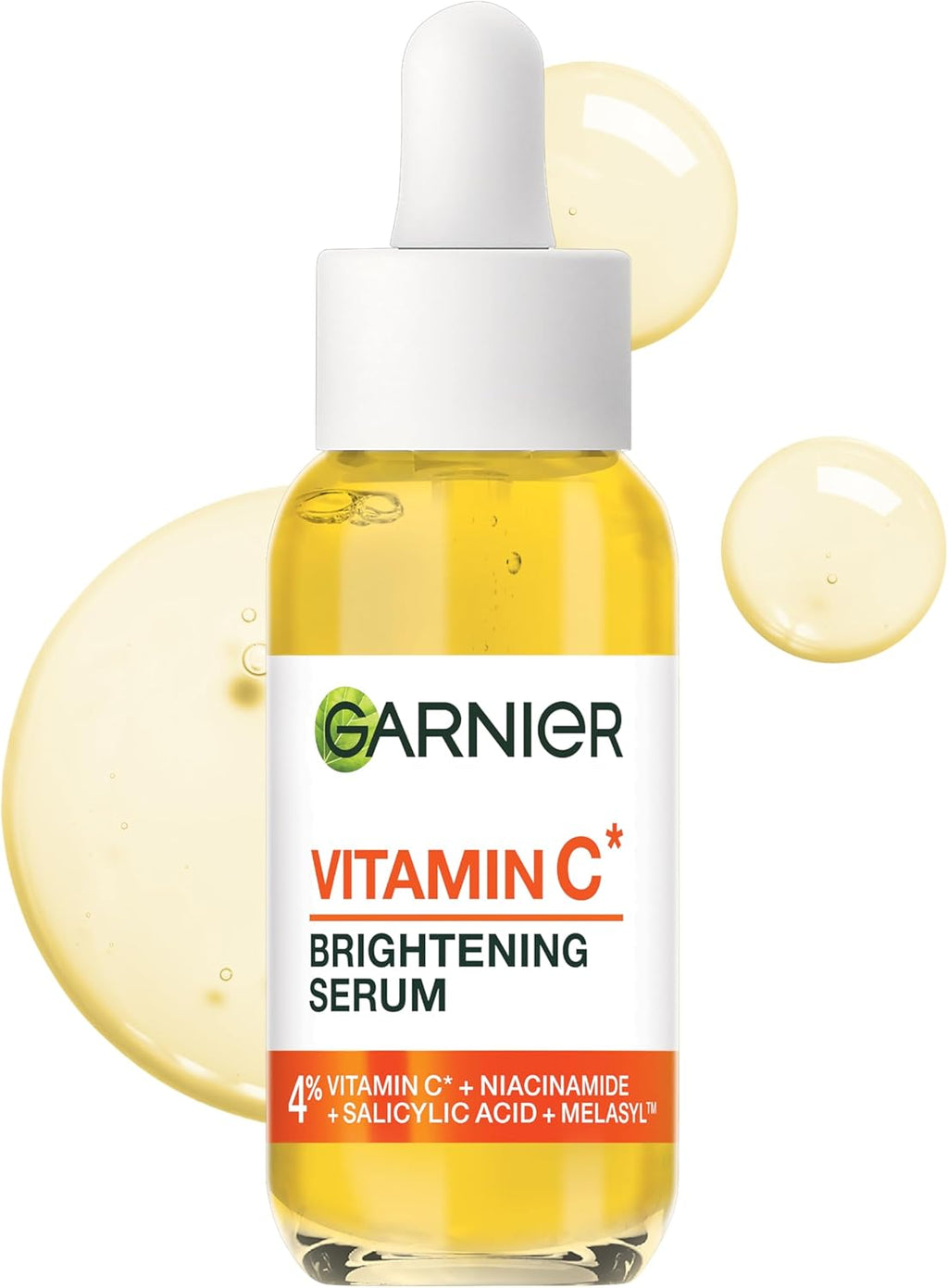 Garnier Vitamin C Brightening Serum for Face, with 4% Vitamin C, Niacinamide & Salicylic Acid, Brightens Skin, Reduces Dark Spots & Evens Skin Tone