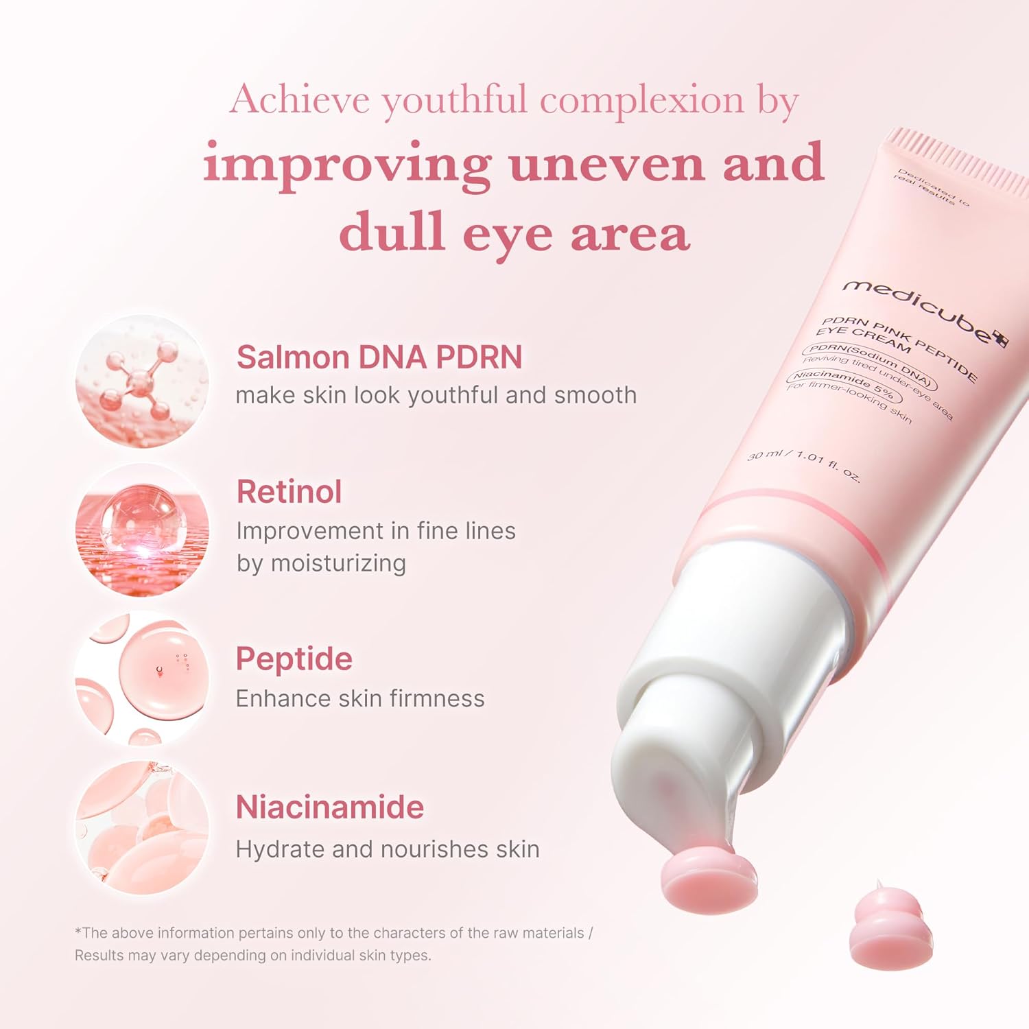 medicube Eye Cream with Salmon DNA PDRN & Pink Peptides | 99% Purity Retinol for Fine Lines | PDRN & Niacinamide Eye Serum for Uneven Skin Tone