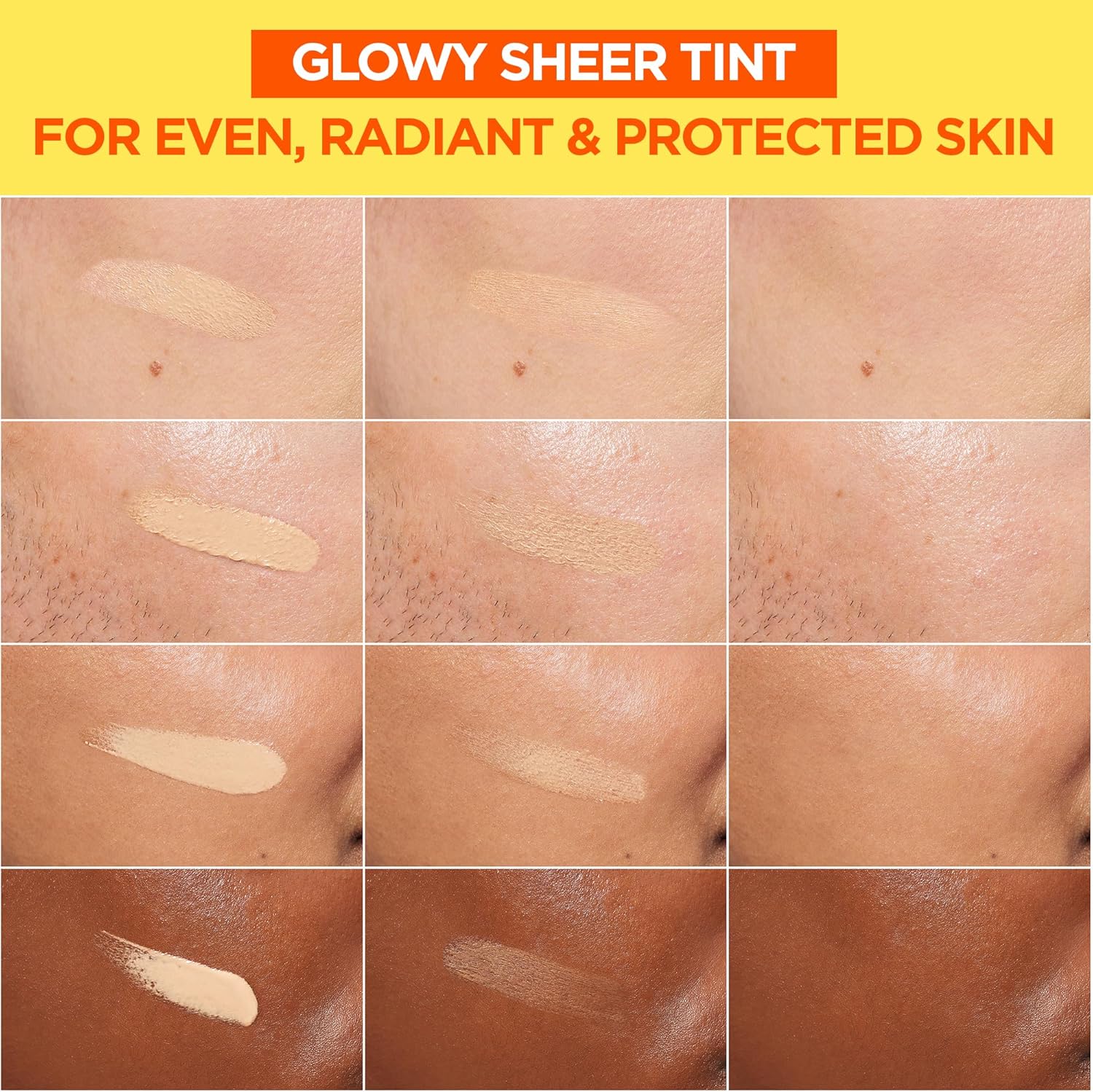 Garnier Vitamin C Tinted Suncreen for Face, SPF50+ Daily UV Brightening Fluid Sheer Glow, Prevents, Corrects Sun Damages, Evens Skin tone, Face & Neck, For All Skin Types, Cruelty-Free, Vegan