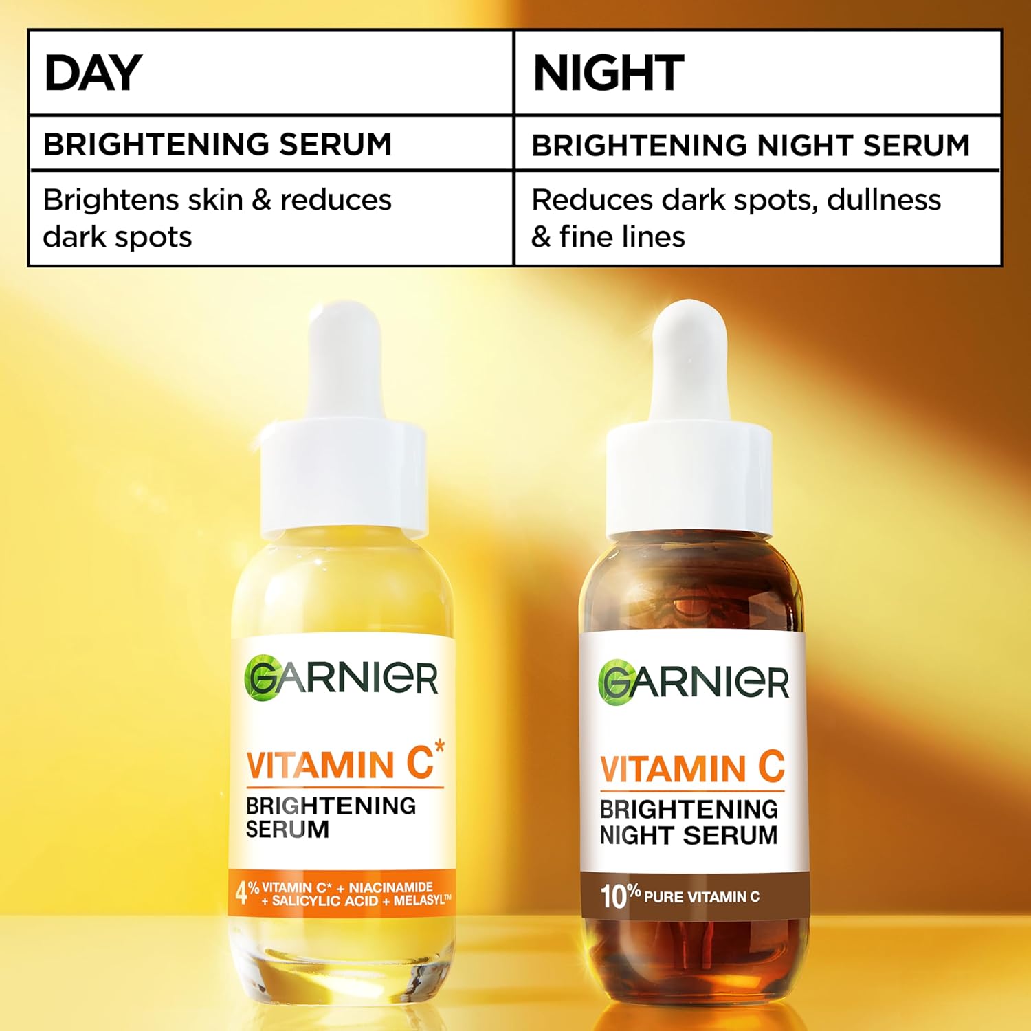 Garnier Vitamin C Brightening Serum for Face, with 4% Vitamin C, Niacinamide & Salicylic Acid, Brightens Skin, Reduces Dark Spots & Evens Skin Tone
