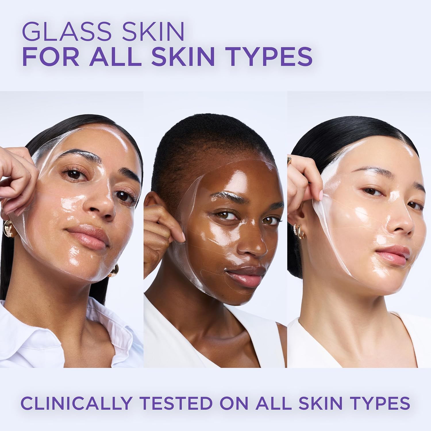 L'Oreal Paris Glass Skin Korean Face Mask 4 Pcs, Revitalift Filler Hydrogel Glow Mask, Korean Inspired Skincare, Visibly Transform Skin, Dewy