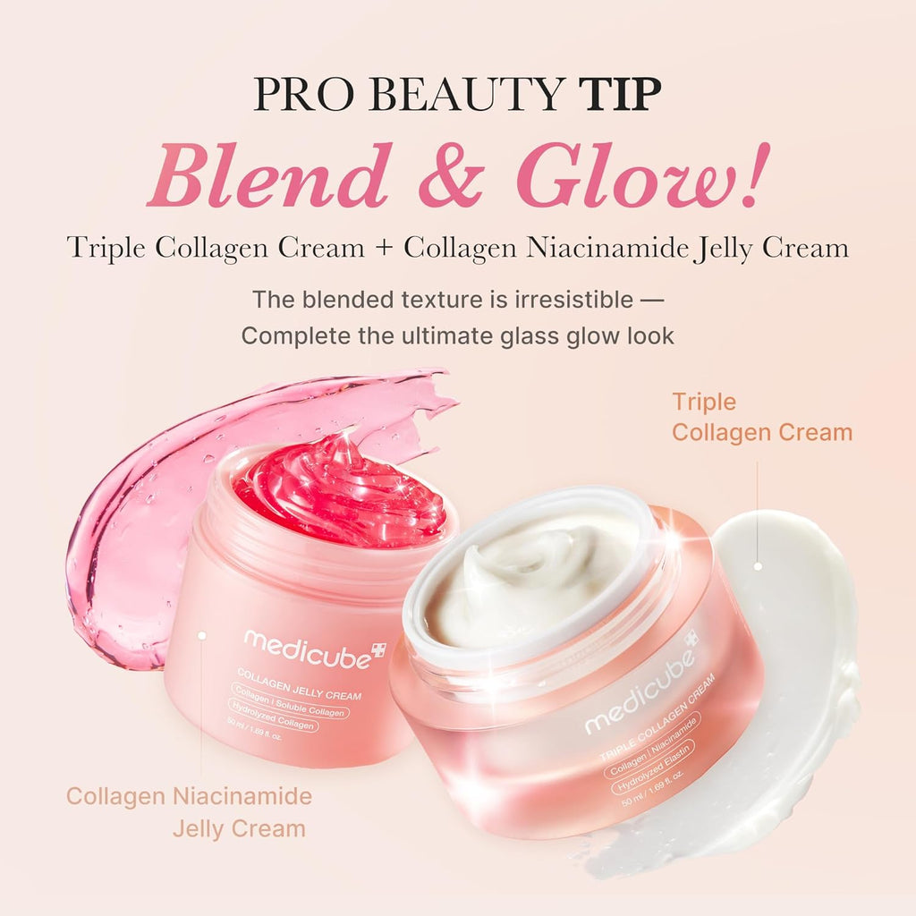 medicube Triple Collagen Cream Hydrating & Firming Moisturiser With Hyaluronic Acid, Premium Elastin, Shea Butter Wrinkle Care