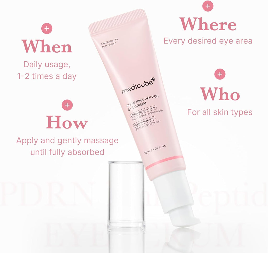 medicube Eye Cream with Salmon DNA PDRN & Pink Peptides | 99% Purity Retinol for Fine Lines | PDRN & Niacinamide Eye Serum for Uneven Skin Tone