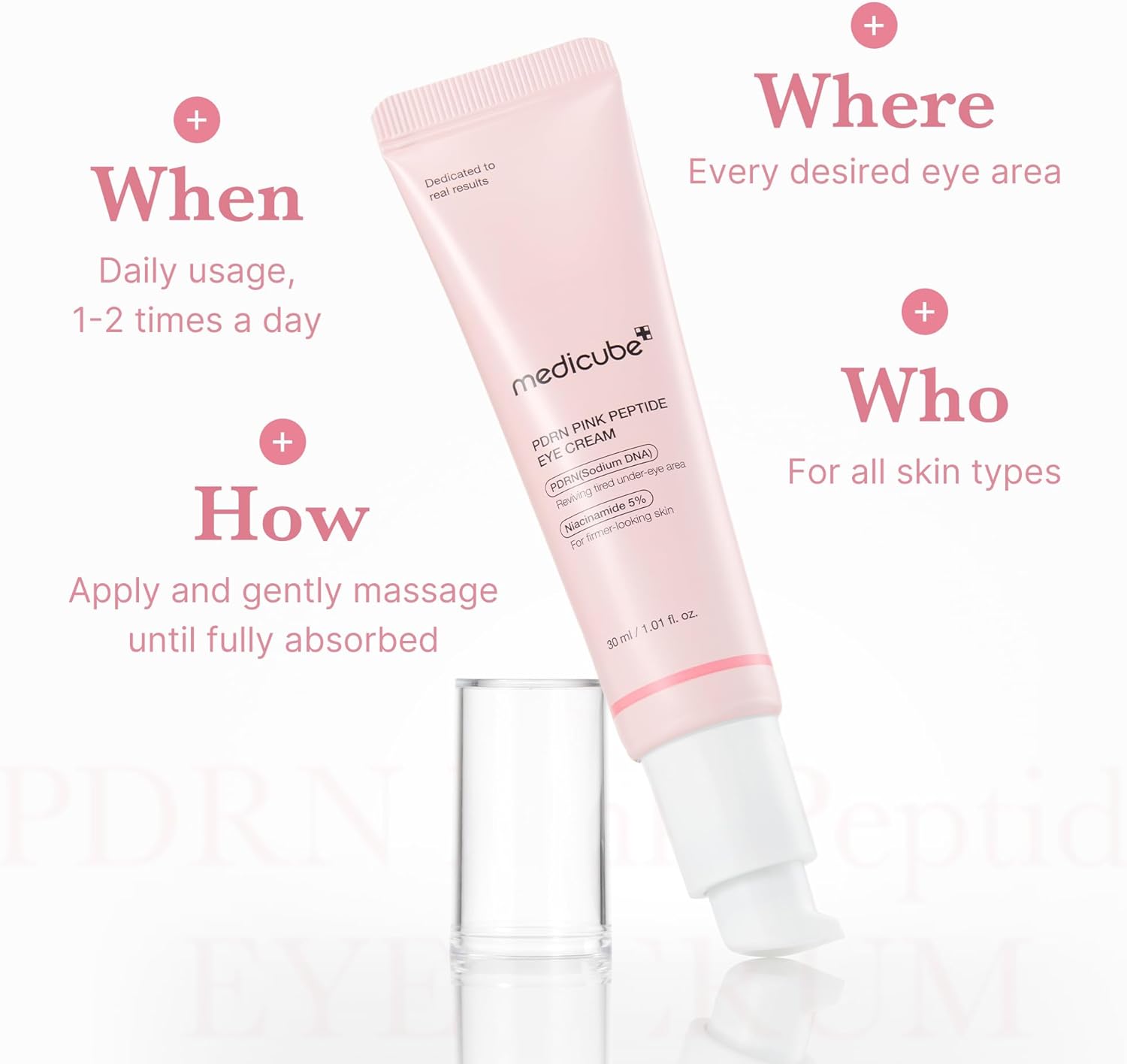 medicube Eye Cream with Salmon DNA PDRN & Pink Peptides | 99% Purity Retinol for Fine Lines | PDRN & Niacinamide Eye Serum for Uneven Skin Tone