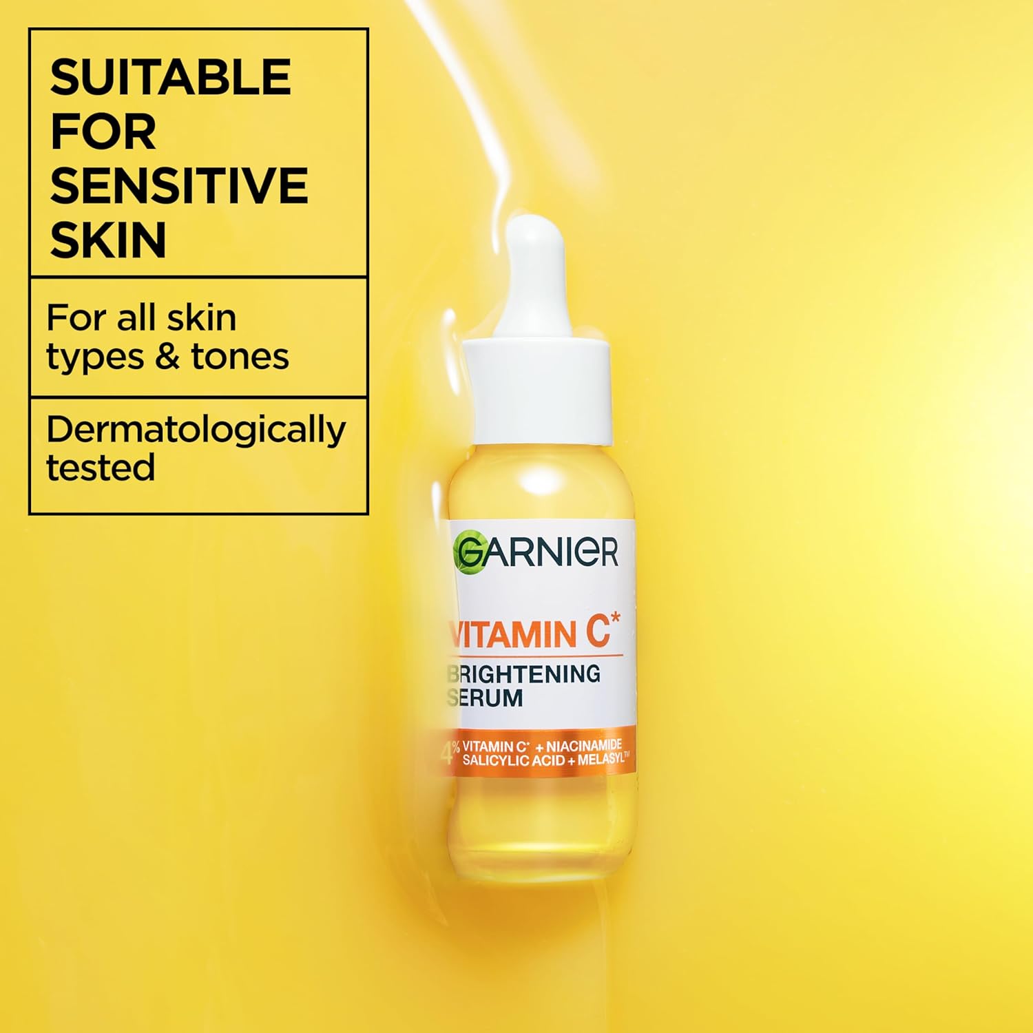 Garnier Vitamin C Brightening Serum for Face, with 4% Vitamin C, Niacinamide & Salicylic Acid, Brightens Skin, Reduces Dark Spots & Evens Skin Tone