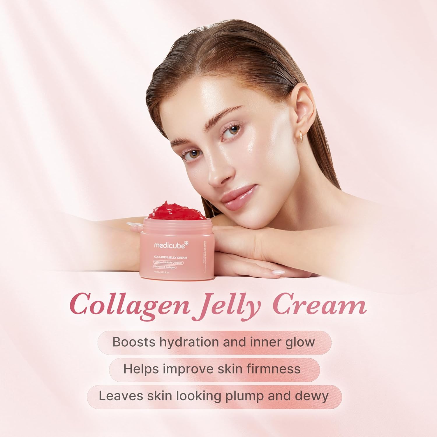 medicube Collagen Jelly Cream- Niacinamide & Freeze-Dried Hydrolyzed Collagen - Boosts skin's barrier hydration and gives 24h Glow & Lifted Look - Korean skincare